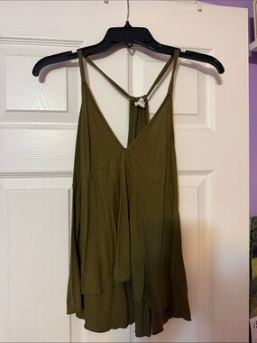 Cloud Chaser Olive Green V-Neck Racerback Swing Camisole